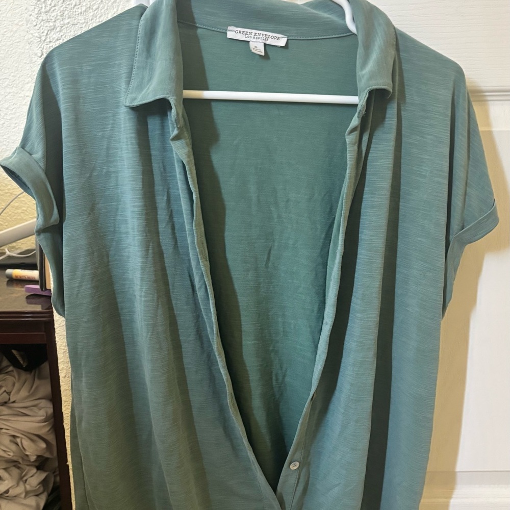Green Envelope Teal Button Down Shirt